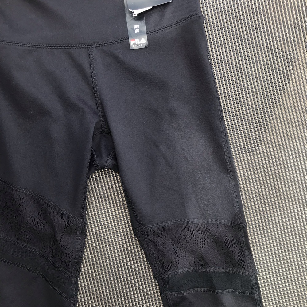 NWT leggings || Black high rise crop || Mesh, XS